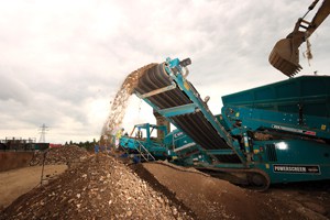 Production of recycled aggregate at one of Reconomys UK managed transfer stations